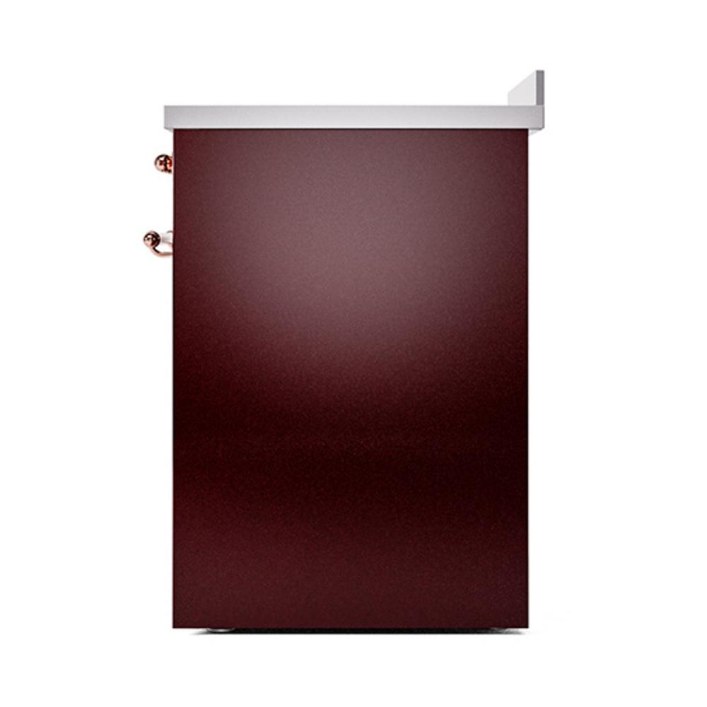 Ilve UNI304QNMPBUG Ilve Uni304Qnmpbug Nostalgie Ii Noblesse 30" Induction Range (Solid Door, Burgundy, Brass)