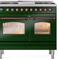 Ilve UPD40FNMPEGBLP Nostalgie Ii 40 Inch Dual Fuel Liquid Propane Freestanding Range In Emerald Green With Bronze Trim