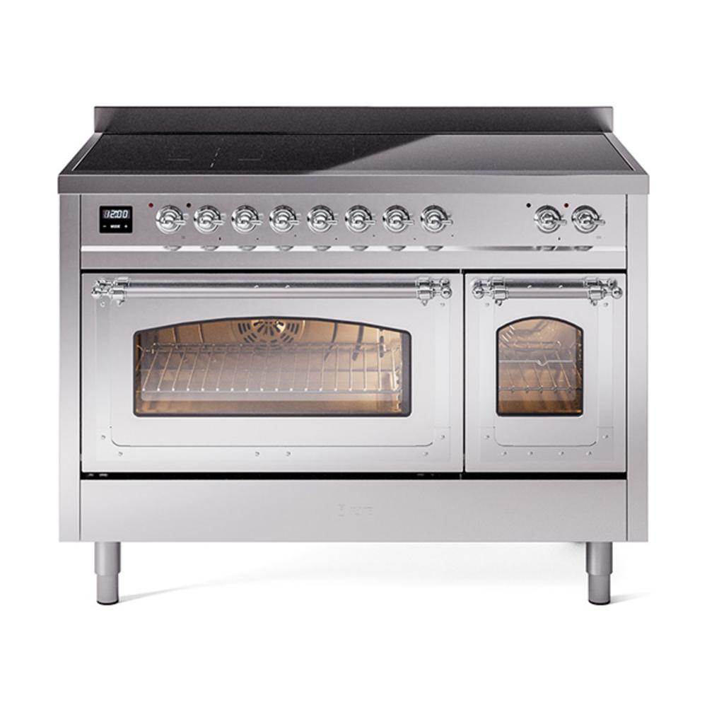 Ilve UNI486NMPSSC Ilve Uni486Nmpssc Nostalgie Ii Noblesse 48" Induction Range (Triple Glass Door, Stainless Steel, Chrome)