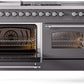 Ilve UP60FSNMPMGC Nostalgie Ii 60 Inch Dual Fuel Natural Gas Freestanding Range In Matte Graphite With Chrome Trim