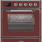 Ilve UM30DNE3BUCLP Majestic Ii 30 Inch Dual Fuel Liquid Propane Freestanding Range In Burgundy With Chrome Trim