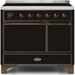 Ilve UMDI10QNS3BKB Majestic Ii 40 Inch Electric Freestanding Range In Glossy Black With Bronze Trim