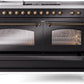 Ilve UP60FSNMPBKBLP Nostalgie Ii 60 Inch Dual Fuel Liquid Propane Freestanding Range In Glossy Black With Bronze Trim