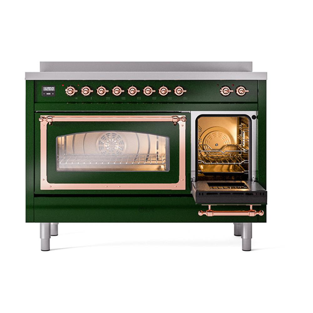 Ilve UNI486NMPEGP Ilve Uni486Nmpegp Nostalgie Ii Noblesse 48" Induction Range (Triple Glass Door, Emerald Green, Copper)