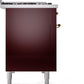 Ilve UP48FNMPBUG Nostalgie Ii 48 Inch Dual Fuel Natural Gas Freestanding Range In Burgundy With Brass Trim