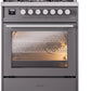 Ilve UP30WMPMG Professional Plus Ii 30 Inch Dual Fuel Natural Gas Freestanding Range In Matte Graphite With Trim