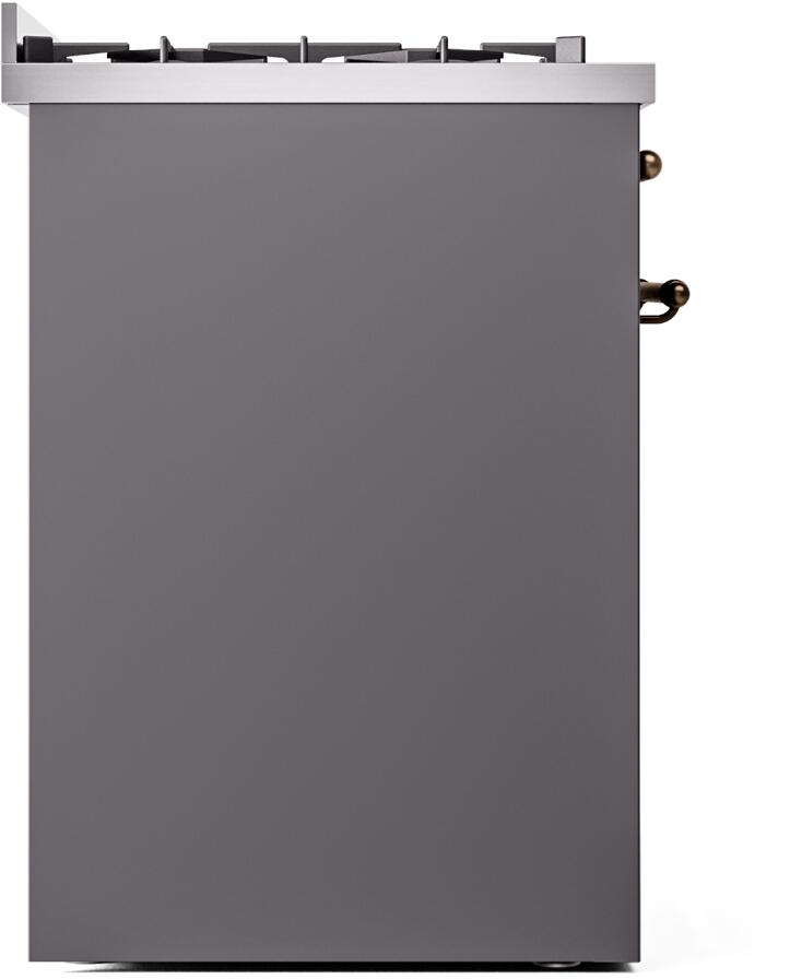 Ilve UP30NMPMGB Nostalgie Ii 30 Inch Dual Fuel Natural Gas Freestanding Range In Matte Graphite With Bronze Trim