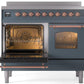 Ilve UPDI406NMPBGP Nostalgie Ii 40 Inch Electric Freestanding Range In Blue Grey With Copper Trim