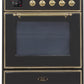 Ilve UM30DNE3BKGLP Majestic Ii 30 Inch Dual Fuel Liquid Propane Freestanding Range In Glossy Black With Brass Trim