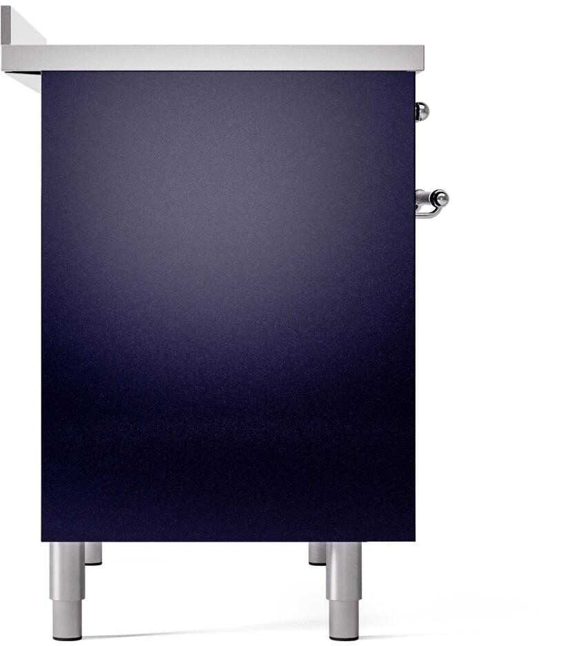 Ilve UPDI406NMPMBC Nostalgie Ii 40 Inch Electric Freestanding Range In Blue With Chrome Trim