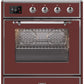 Ilve UMI30NE3BUC Majestic Ii 30 Inch Electric Freestanding Range In Burgundy With Chrome Trim