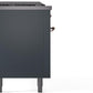 Ilve UP60FSNMPBGP Nostalgie Ii 60 Inch Dual Fuel Natural Gas Freestanding Range In Blue Grey With Copper Trim