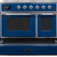 Ilve UMDI10NS3MBC Majestic Ii 40 Inch Electric Freestanding Range In Blue With Chrome Trim