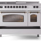 Ilve UP48FSNMPWHBLP Nostalgie Ii 48 Inch Dual Fuel Liquid Propane Freestanding Range In White With Bronze Trim