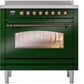 Ilve UPI366NMPEGB Nostalgie Ii 36 Inch Electric Freestanding Range In Emerald Green With Bronze Trim