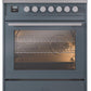 Ilve UP30WMPBG Professional Plus Ii 30 Inch Dual Fuel Natural Gas Freestanding Range In Blue Grey With Trim