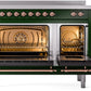 Ilve UPI486NMPEGP Nostalgie Ii 48 Inch Electric Freestanding Range In Emerald Green With Copper Trim