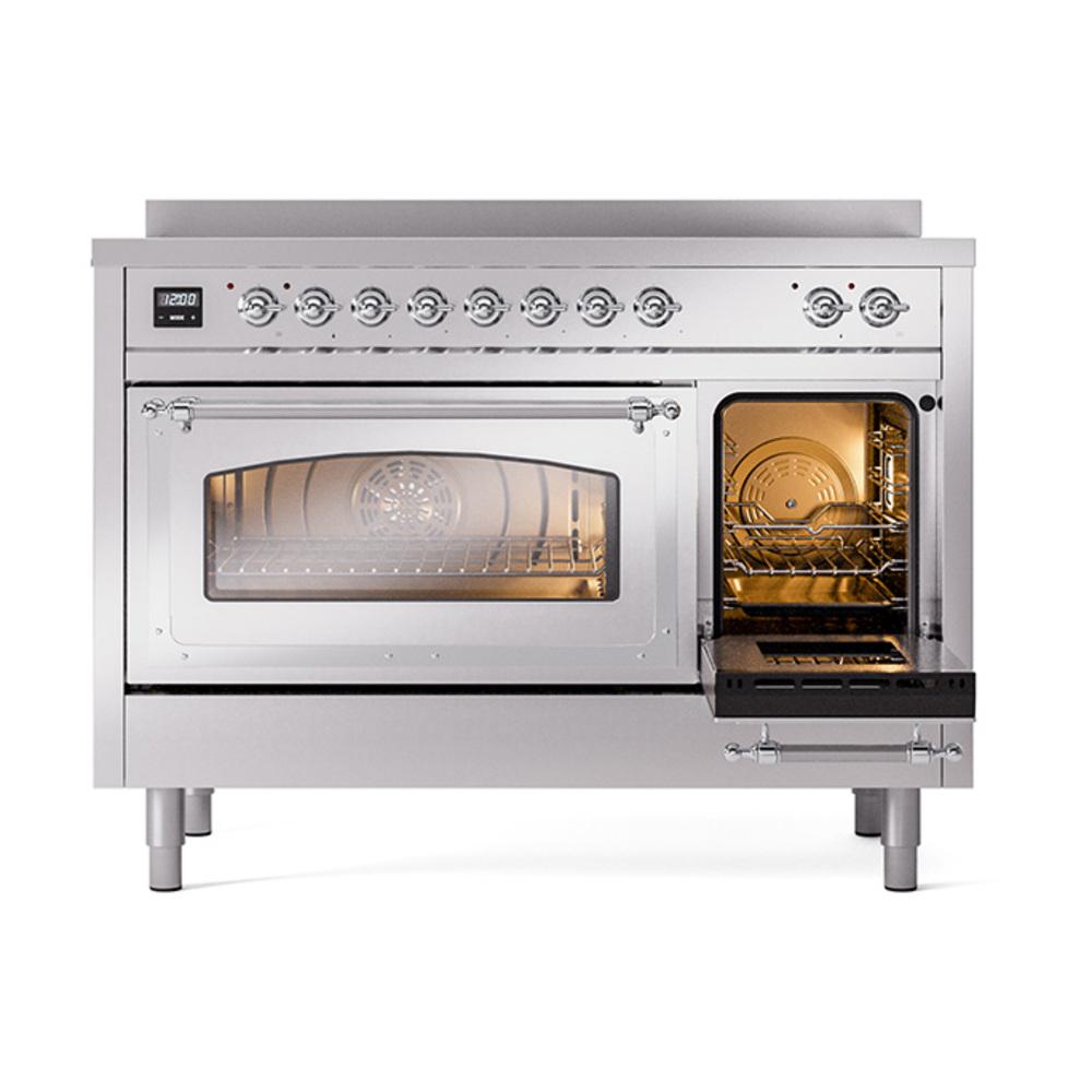 Ilve UNI486NMPSSC Ilve Uni486Nmpssc Nostalgie Ii Noblesse 48" Induction Range (Triple Glass Door, Stainless Steel, Chrome)