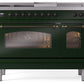 Ilve UP48FSNMPEGB Nostalgie Ii 48 Inch Dual Fuel Natural Gas Freestanding Range In Emerald Green With Bronze Trim