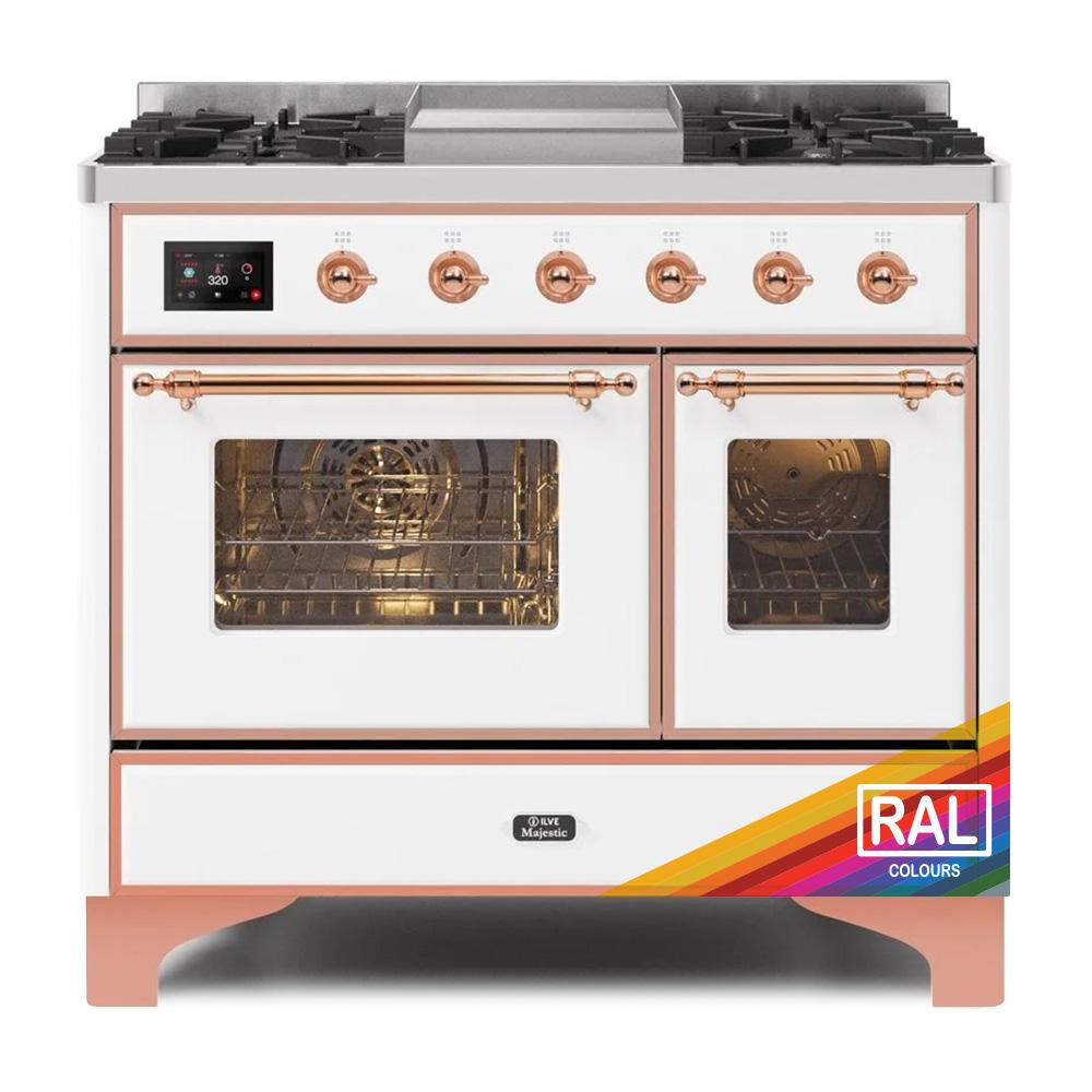 Ilve UMD10FDNS3RAP Ilve Majestic Ii 40 Umd10Fdns3Rap Freestanding Dual Fuel Range With 6 Sealed Burners Yes Double Oven With Triple Glass Door In Ral Color With Copper Knobs