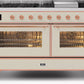 Ilve UM15FDNS3AWP Majestic Ii 60 Inch Dual Fuel Natural Gas Freestanding Range In Antique White With Copper Trim