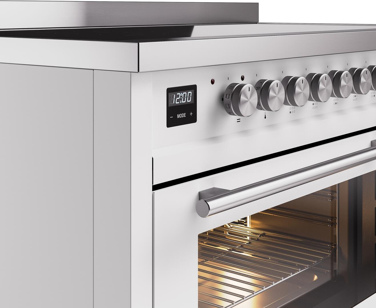 Ilve UPI486WMPWH Professional Plus Ii 48 Inch Electric Freestanding Range In White With Trim