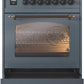 Ilve UP30NMPBGBLP Nostalgie Ii 30 Inch Dual Fuel Liquid Propane Freestanding Range In Blue Grey With Bronze Trim