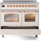 Ilve UPDI406NMPAWP Nostalgie Ii 40 Inch Electric Freestanding Range In Antique White With Copper Trim