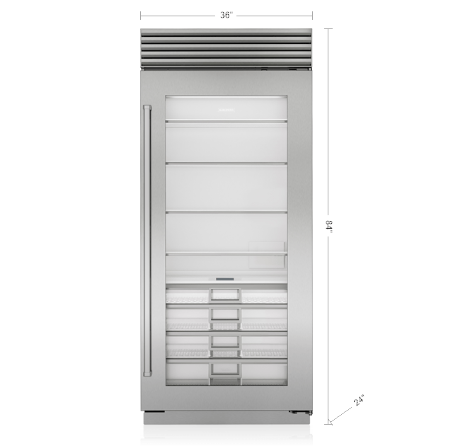 Sub-Zero CL3650RGSTL 36" Classic Refrigerator With Glass Door