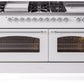 Ilve UP60FSNMPWHC Nostalgie Ii 60 Inch Dual Fuel Natural Gas Freestanding Range In White With Chrome Trim