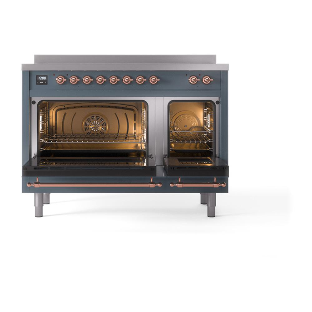 Ilve UNI486NMPBGP Ilve Uni486Nmpbgp Nostalgie Ii Noblesse 48" Induction Range (Triple Glass Door, Blue Grey, Copper)