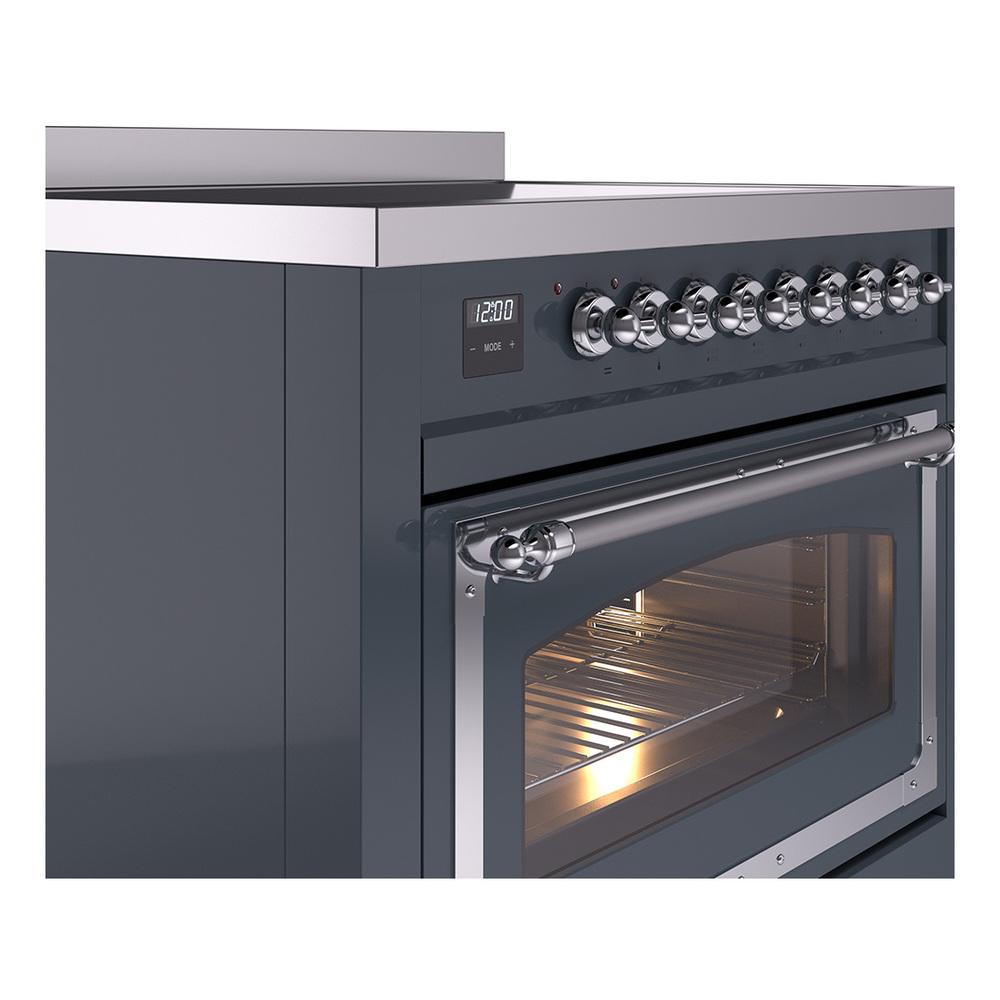 Ilve UNI366NMPBGC Ilve Uni366Nmpbgc Nostalgie Ii Noblesse 36" Induction Range (Triple Glass Door, Blue Grey, Chrome)