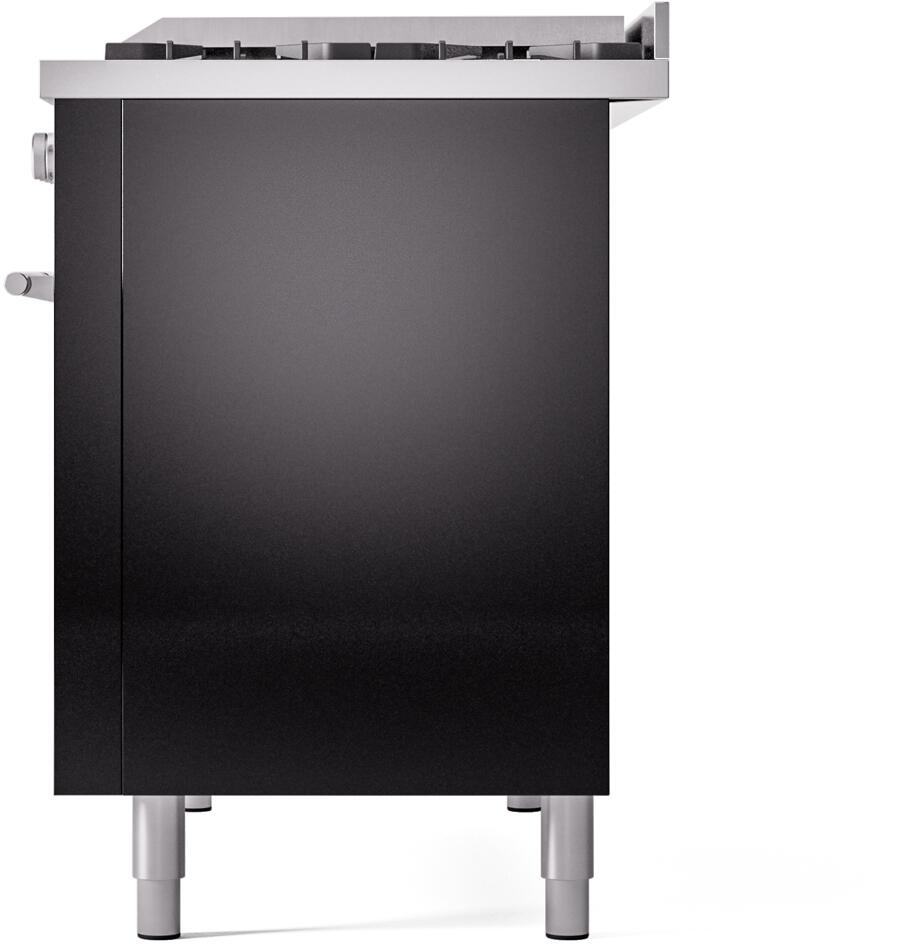 Ilve UP48FWMPBKLP Professional Plus Ii 48 Inch Dual Fuel Liquid Propane Freestanding Range In Glossy Black With Trim