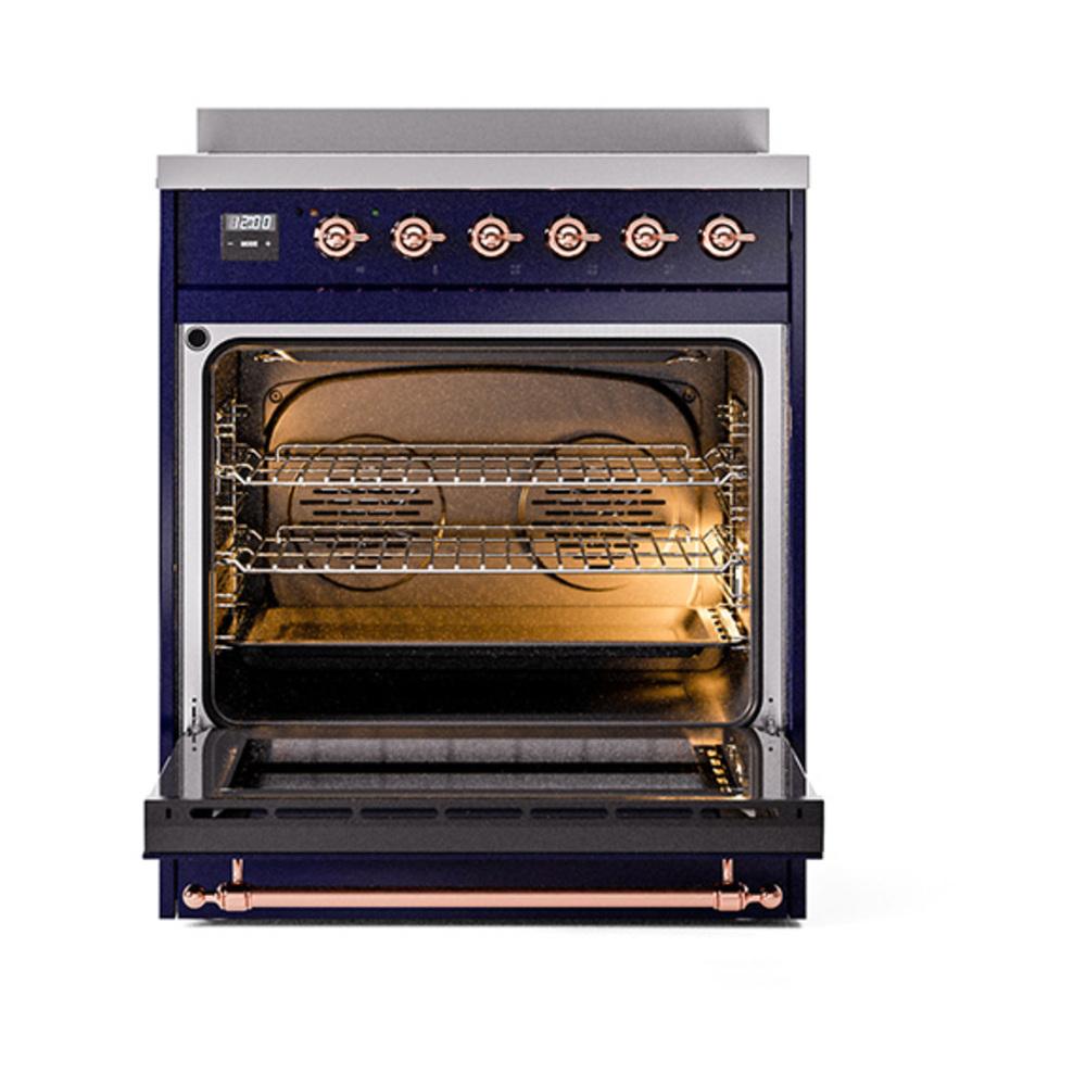 Ilve UNI304QNMPMBP Ilve Uni304Qnmpmbp Nostalgie Ii Noblesse 30" Induction Range (Solid Door, Midnight Blue, Copper)