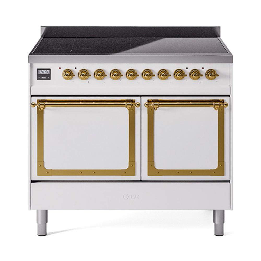 Ilve UNDI406QNMPWHG Ilve Undi406Qnmpwhg Nostalgie Ii Noblesse 40" Induction Range (Solid Door, White, Brass)