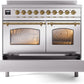 Ilve UPDI406NMPSSG Nostalgie Ii 40 Inch Electric Freestanding Range In Stainless Steel With Brass Trim