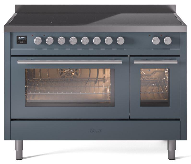 Ilve UPI486WMPBG Professional Plus Ii 48 Inch Electric Freestanding Range In Blue Grey With Trim