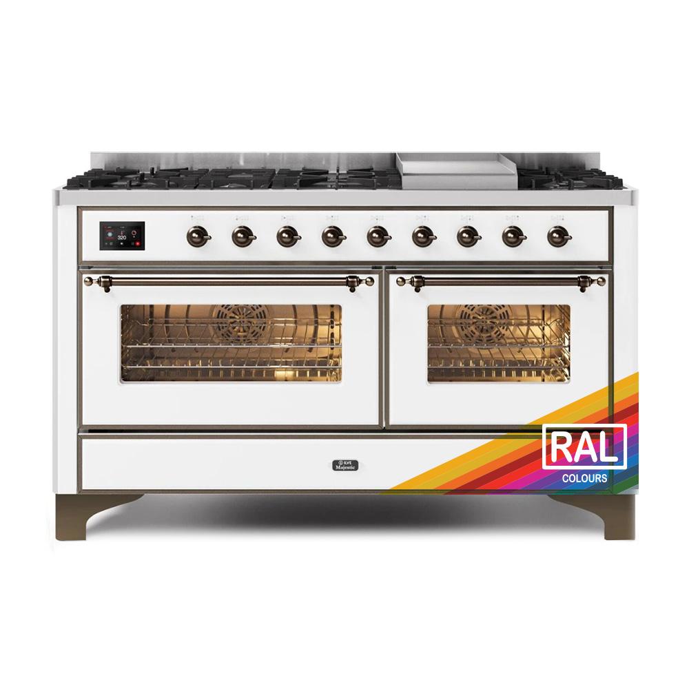 Ilve UM15FDNS3RAB Ilve Majestic Ii 60 Um15Fdns3Rab Freestanding Dual Fuel Range With 9 Sealed Burners Yes Double Oven With Triple Glass Door In Ral Color With Bronze Knobs