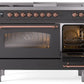 Ilve UP48FSNMPMGPLP Nostalgie Ii 48 Inch Dual Fuel Liquid Propane Freestanding Range In Matte Graphite With Copper Trim