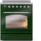 Ilve UPI304NMPEGC Nostalgie Ii 30 Inch Electric Freestanding Range In Emerald Green With Chrome Trim