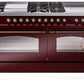 Ilve UP60FSNMPBUBLP Nostalgie Ii 60 Inch Dual Fuel Liquid Propane Freestanding Range In Burgundy With Bronze Trim