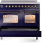 Ilve UPDI406NMPMBB Nostalgie Ii 40 Inch Electric Freestanding Range In Blue With Bronze Trim