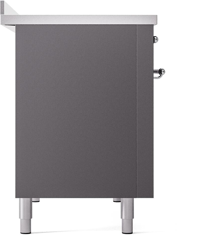 Ilve UPI486NMPMGC Nostalgie Ii 48 Inch Electric Freestanding Range In Matte Graphite With Chrome Trim