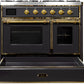 Ilve UMD10FDNS3MGGLP Majestic Ii 40 Inch Dual Fuel Liquid Propane Freestanding Range In Matte Graphite With Brass Trim