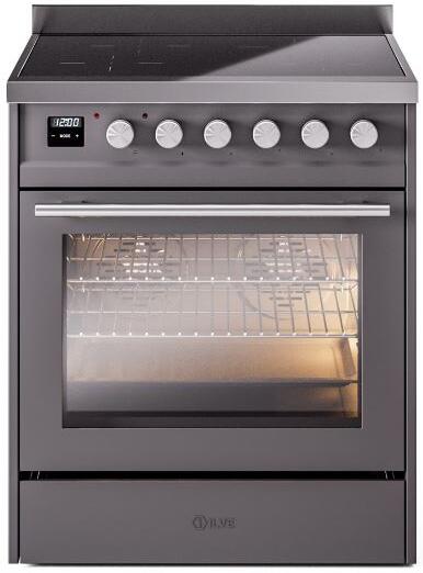 Ilve UPI304WMPMG Professional Plus Ii 30 Inch Electric Freestanding Range In Matte Graphite With Trim