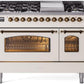 Ilve UP48FNMPAWBLP Nostalgie Ii 48 Inch Dual Fuel Liquid Propane Freestanding Range In Antique White With Bronze Trim