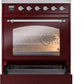 Ilve UPI304NMPBUC Nostalgie Ii 30 Inch Electric Freestanding Range In Burgundy With Chrome Trim