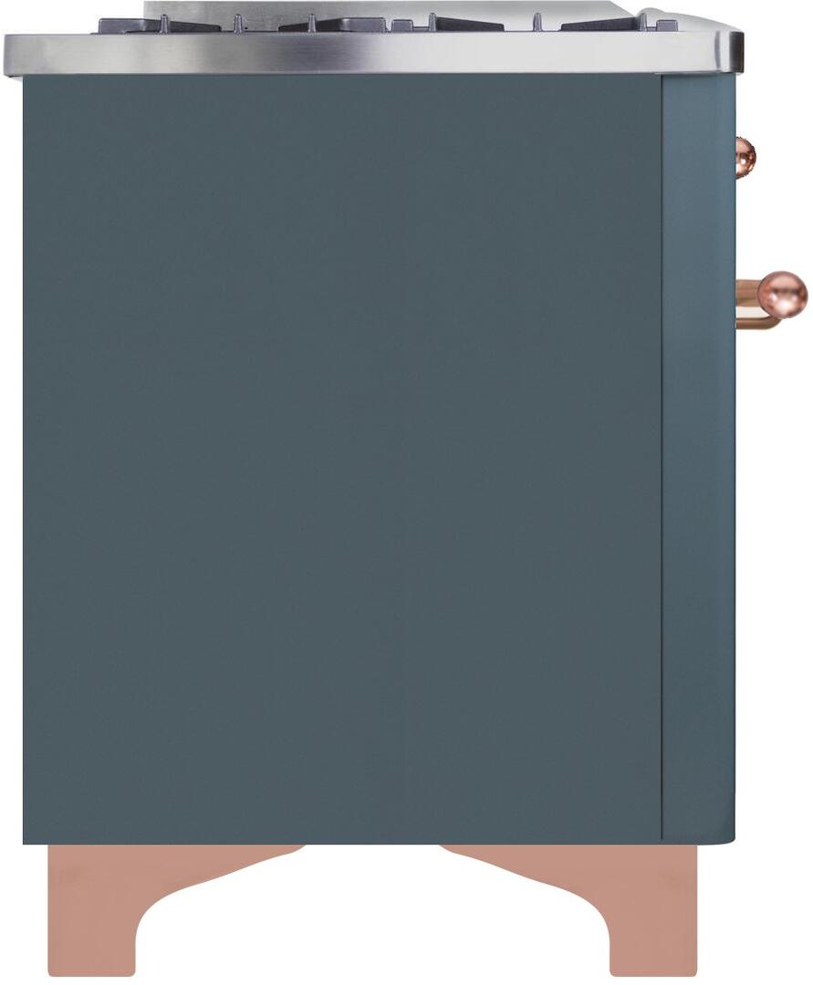 Ilve UM15FDNS3BGPLP Majestic Ii 60 Inch Dual Fuel Liquid Propane Freestanding Range In Blue Grey With Copper Trim