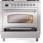 Ilve UP36FNMPSSC Nostalgie Ii 36 Inch Dual Fuel Natural Gas Freestanding Range In Stainless Steel With Chrome Trim