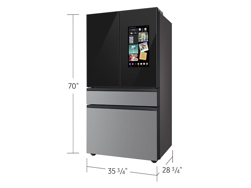 Samsung RF23BB8900QK Bespoke Counter Depth 4-Door French Door Refrigerator (23 Cu. Ft.) - In Charcoal Glass Top And Family Hub&#8482; Panels With Stainless Steel Middle And Bottom Panels